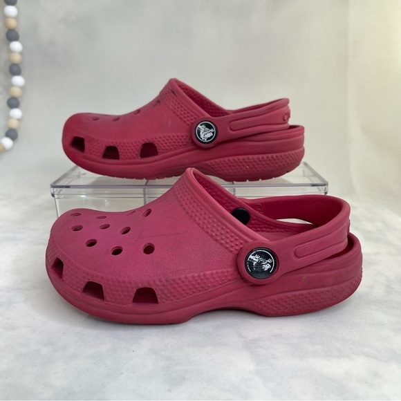 Iconic CROCS Comfort Clogs Red Ventilation Heel Strap water shoes Kids Size C10 - Picture 5 of 8